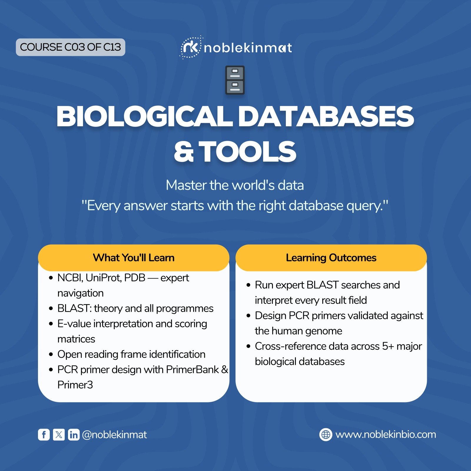 Bioinformatics Diploma Programme | NoblKinBio · Dr. Ashraf